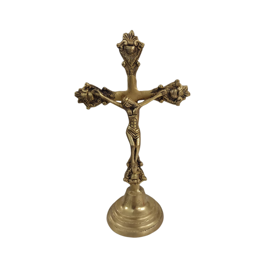 Jesus on Cross Brass Statue – Premium Crucifix for Home & Prayer Decor