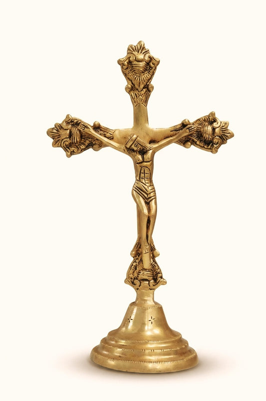 Jesus on Cross Brass Statue – Premium Crucifix for Home & Prayer Decor
