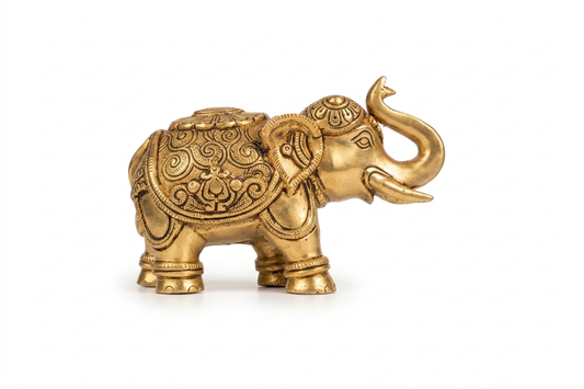 Antique Finish Brass Elephant Idol – Traditional Vastu & Home Decor