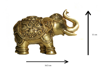 Antique Finish Brass Elephant Idol – Traditional Vastu & Home Decor