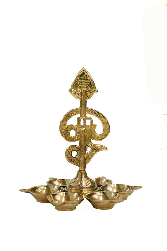 Brass OM Arumugavel Vilakku – Lord Murugan Pooja Lamp