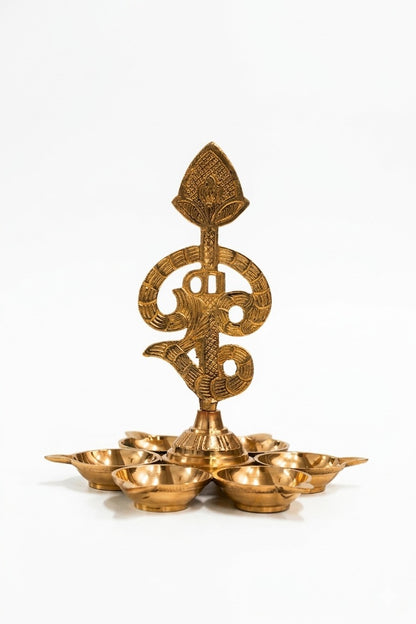 Brass OM Arumugavel Vilakku – Lord Murugan Pooja Lamp
