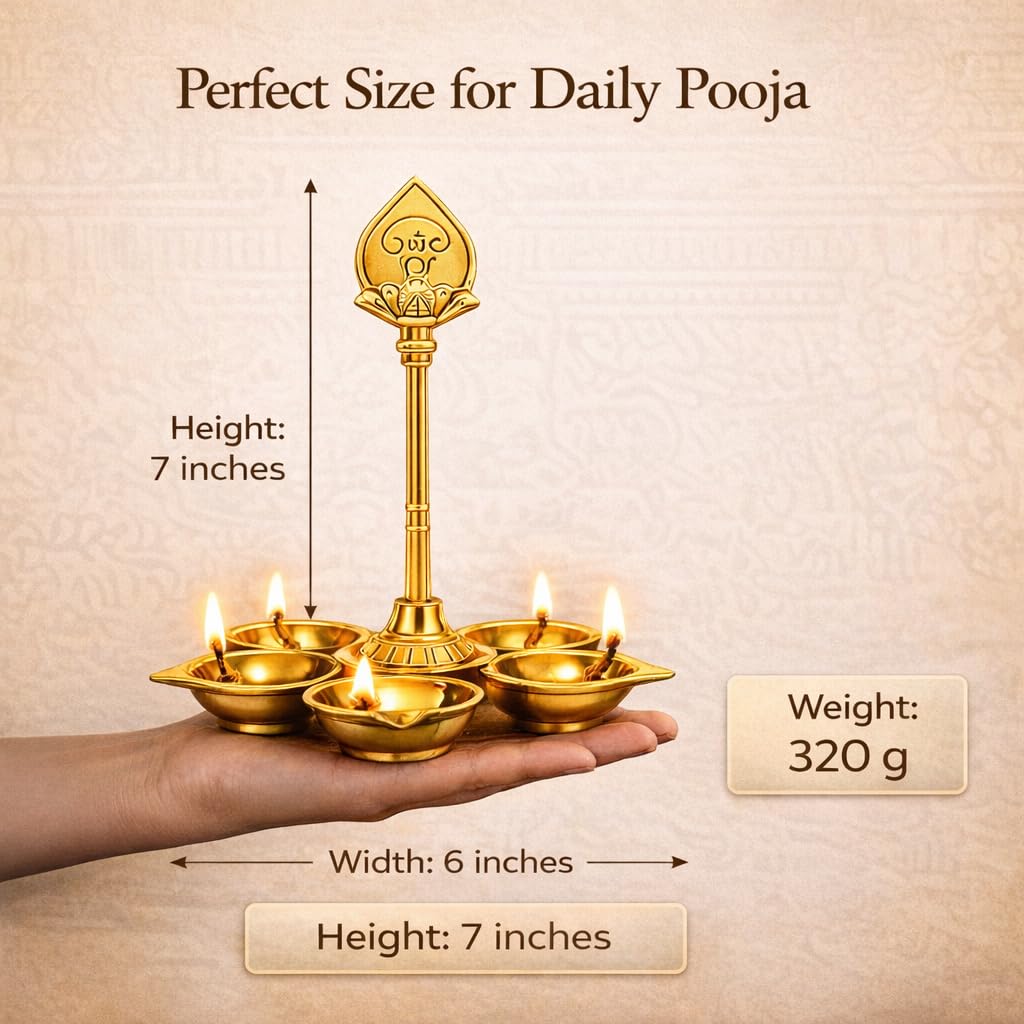Brass Arumugavel Vilakku with Vel – Lord Murugan Deepam Pooja Lamp