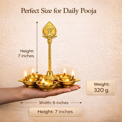 Brass Arumugavel Vilakku with Vel – Lord Murugan Deepam Pooja Lamp