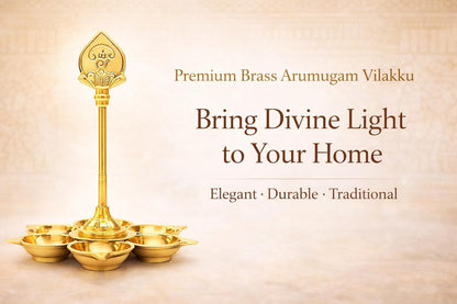 Brass Arumugavel Vilakku with Vel – Lord Murugan Deepam Pooja Lamp