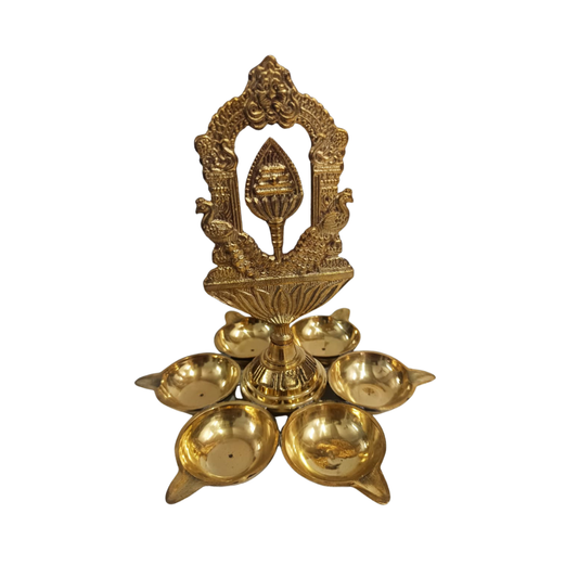 Brass Peacock Vel Vilakku – Mayil Vel Deepam Temple Style Pooja Lamp