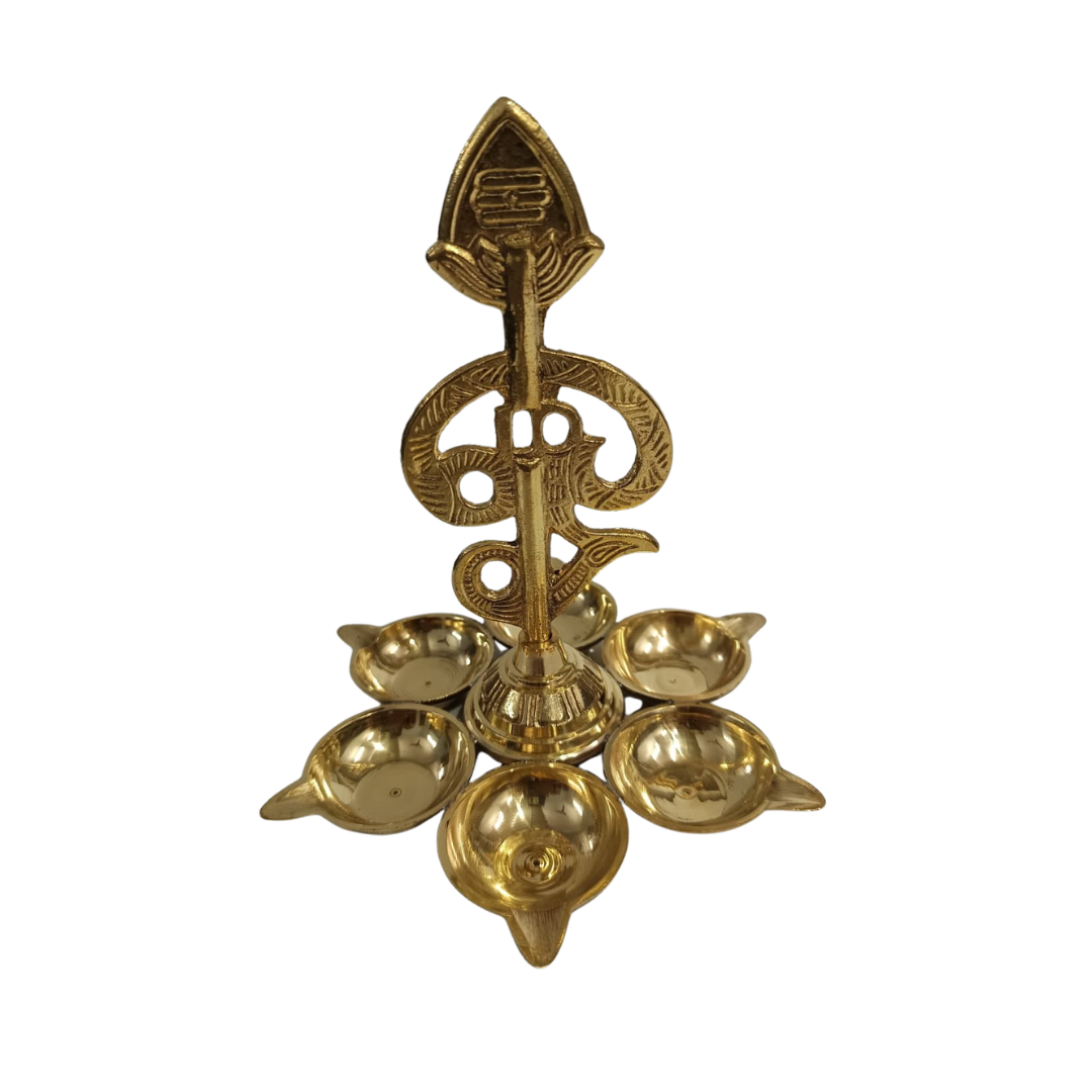 Brass OM Arumugavel Vilakku – Lord Murugan Pooja Lamp