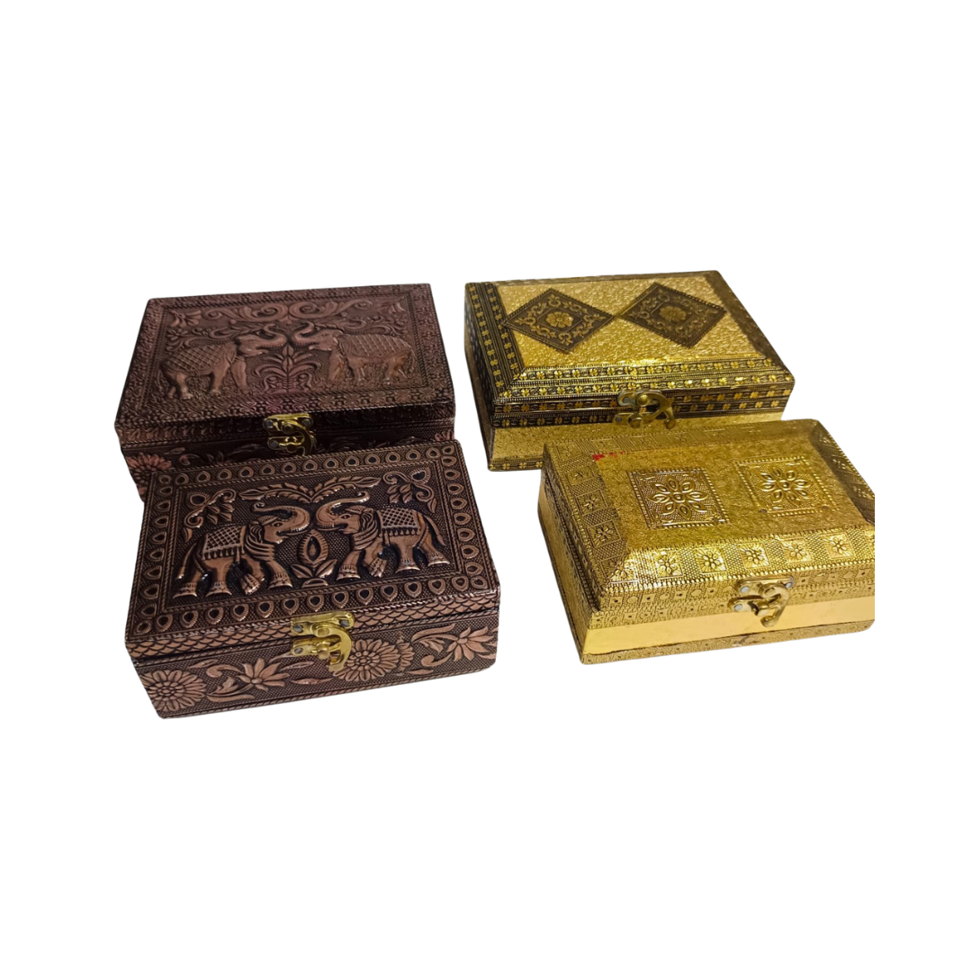 Gold & Bronze Jewellery Organizer Box – Elegant Storage for Women