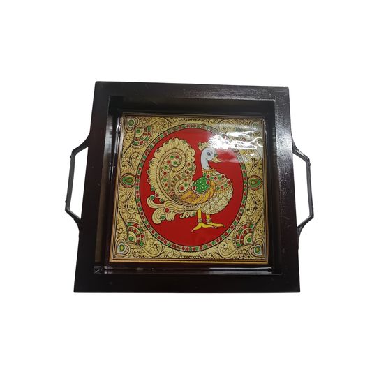 Wooden Peacock Tray – Decorative Gift & Serving Platter (8 Inch)