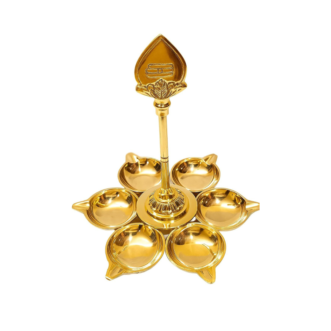 Brass Arumugavel Vilakku with Vel – Lord Murugan Deepam Pooja Lamp