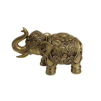 Antique Finish Brass Elephant Idol – Traditional Vastu & Home Decor
