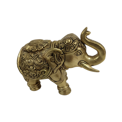 Antique Finish Brass Elephant Idol – Traditional Vastu & Home Decor