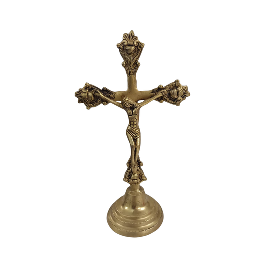 Jesus on Cross Brass Statue – Premium Crucifix for Home & Prayer Decor