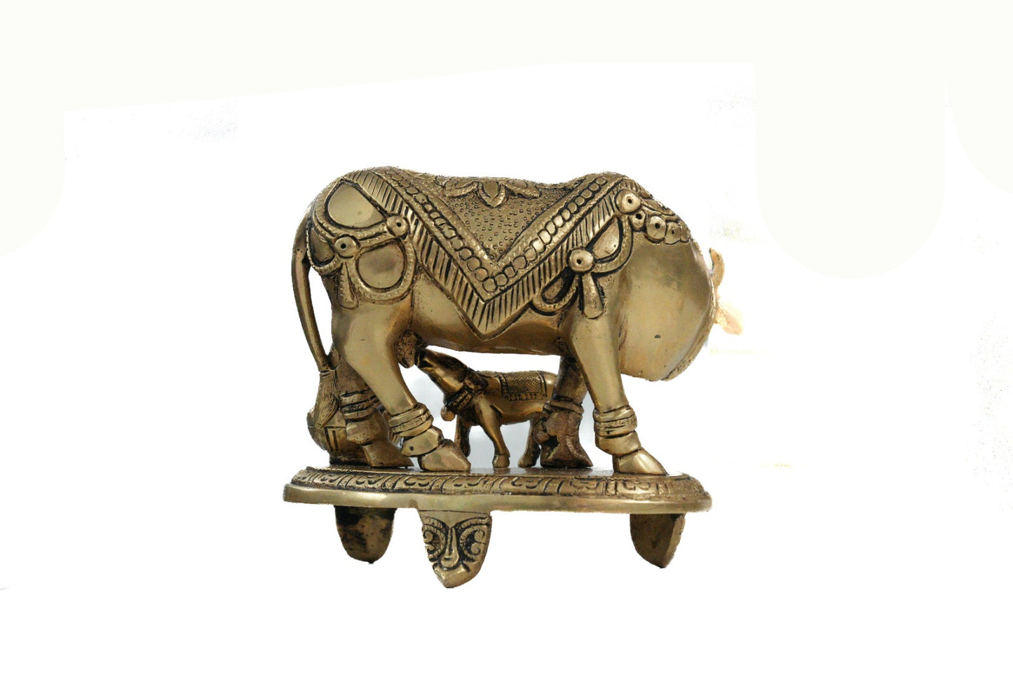 Premium Brass Kamadhenu Cow With Calf Idol / Sacred Vastu & Pooja Statue Spiritual Home Decor Gift