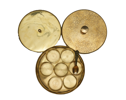Authentic South Indian Brass Anjarai Petti – Traditional Spice Organizer