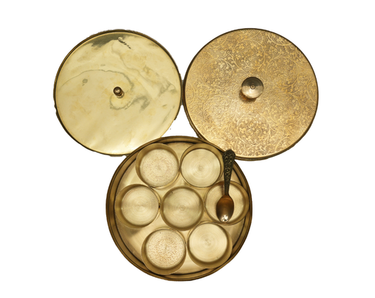 Authentic South Indian Brass Anjarai Petti – Traditional Spice Organizer